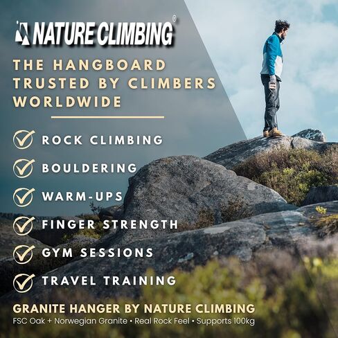 Portable Hangboard | Rock Climbing Hangboard | Hang Board for Climbing | Fingerboard | Strengthen Your Fingers | Bouldering Gifts | Granite Hanger in Kuwait
