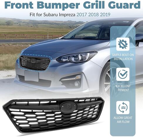 Front bumper Upper Grille Compatible with 2017 2018 2019 Subaru Impreza, Textured Black in Saudi Arabia