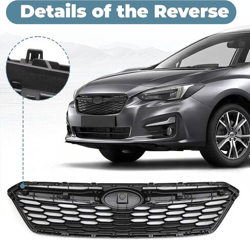 Front bumper Upper Grille Compatible with 2017 2018 2019 Subaru Impreza, Textured Black in Saudi Arabia