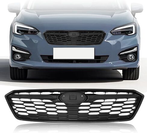 Front bumper Upper Grille Compatible with 2017 2018 2019 Subaru Impreza, Textured Black in Saudi Arabia
