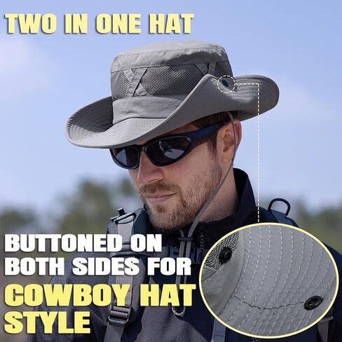 Fishing Hat UPF50+ Wide Brim Sun Hat for Men Women, Water Resistant Summer Sun Protection Safari Hat Hiking Bucket Hat in Saudi Arabia