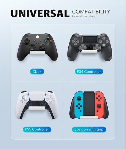 6 Pack Foldable Controller Wall Mount Holder for Xbox PS5 PS4 PS3 Switch Pro Strong Adhesive/Screw Upgraded Controller Stand Hanger with Anti-slip Pad Universal Gaming Remote, Headphone Accessories in Kuwait