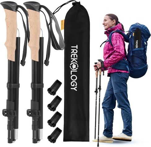 TREKOLOGY Trekking Poles – Lightweight, Adjustable Hiking Sticks for Men & Women – Durable Aluminum, Compact & Foldable with Comfortable Grip – Perfect for Hiking, Walking & Seniors, TREKZ XE (Blue) in Saudi Arabia
