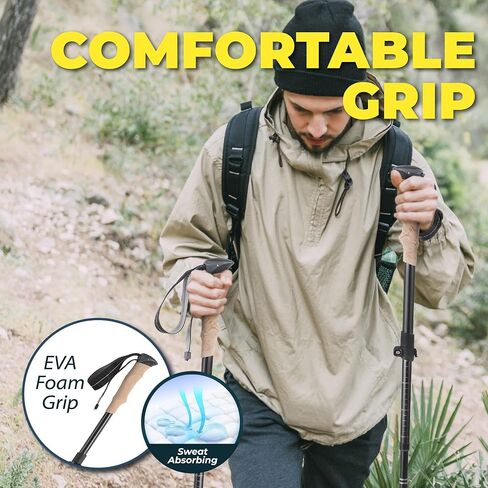 TREKOLOGY Trekking Poles – Lightweight, Adjustable Hiking Sticks for Men & Women – Durable Aluminum, Compact & Foldable with Comfortable Grip – Perfect for Hiking, Walking & Seniors, TREKZ XE (Blue) in Saudi Arabia