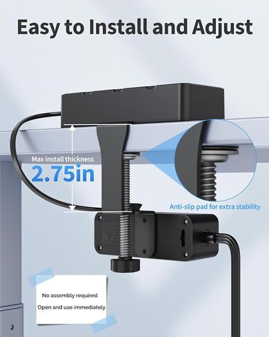 Dual Layer Desk Clamp Power Strip, Under Desk Surge Protector with 17 Outlets 7 USB Ports (3 USB C), 10 Ft Extension Cord with 1700 Joules, Desktop Charging Station for Office Home, Black in Saudi Arabia