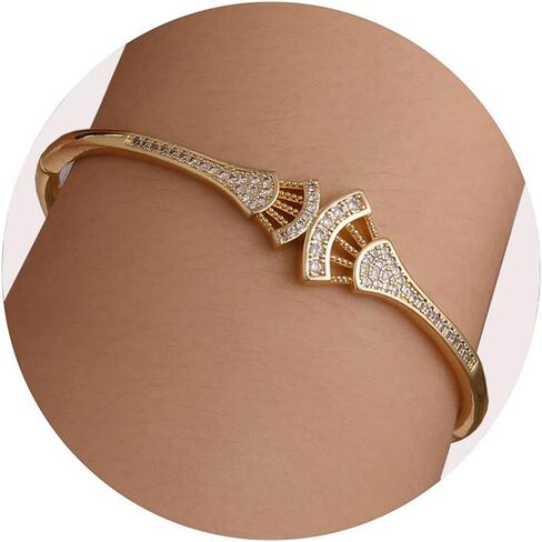 18K Gold Plated Bracelet for Women-Angel Wings Bangle with Cubic Zirconia,Light Luxury,Gifts for Valentine Christmas Birthday in Saudi Arabia