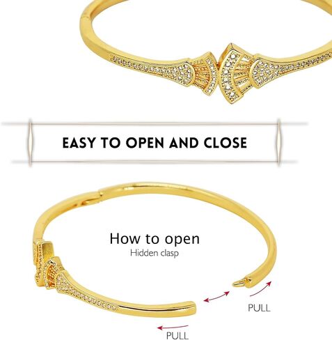 18K Gold Plated Bracelet for Women-Angel Wings Bangle with Cubic Zirconia,Light Luxury,Gifts for Valentine Christmas Birthday in Saudi Arabia