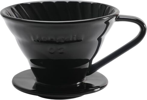 Mongdio Pour Over Coffee Maker, Ceramic Pour Over Dripper, Coffee Pour Over with 3 Holes Flat Bottom, Coffee Accessories for Home, Size 02 Black in Kuwait