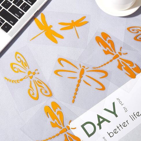 Gorgecraft 8pcs Dragonfly Car Sticker Selfficive anhesive anmaltic secal مكافحة المياه العاكسة فينيل النافذة شارات الزخرفة الخارجية للسيارات in Saudi Arabia