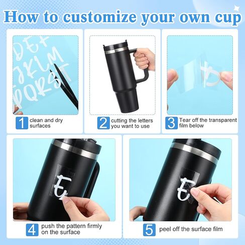 12 ورقة الأشعة فوق البنفسجية DTF Cup Letters مخصصة اسم فينيل شارات مخصصة 14-40 أوقية ملصقات أحادية اللون مقاوم للماء من الكؤوس البهلوانة. in Saudi Arabia