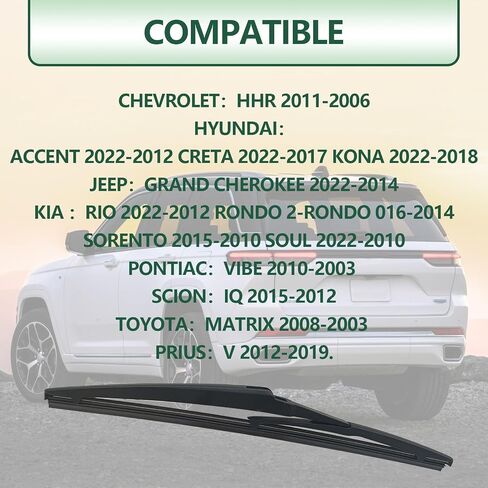 11 inch Wiper Blade Rear Replacement, Compatible with Jeep Grand Cherokee 2022-2014/Chevy HHR 11-06/KIA Rio 2022-2012 Sorento 2015-2010 Soul 2022-2010/Hyundai Accent 22-12 Kona 22-18 (11-A/H281) in Saudi Arabia