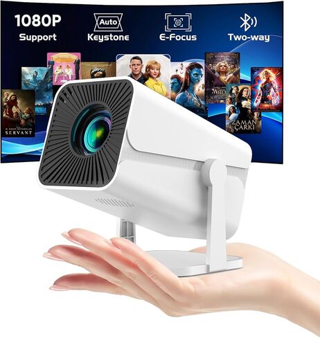 Native 1080P Projector with WiFi and Bluetooth, Full HD Portable Outdoor Movie Projector with Built-in Speaker, Compatible with Smartphone, HDMI, USB, TV Stick for Home, Bedroom, Outdoor Use in Saudi Arabia