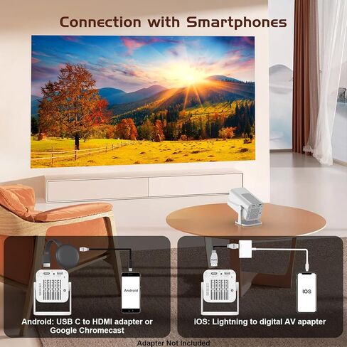Native 1080P Projector with WiFi and Bluetooth, Full HD Portable Outdoor Movie Projector with Built-in Speaker, Compatible with Smartphone, HDMI, USB, TV Stick for Home, Bedroom, Outdoor Use in Saudi Arabia