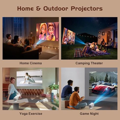 Native 1080P Projector with WiFi and Bluetooth, Full HD Portable Outdoor Movie Projector with Built-in Speaker, Compatible with Smartphone, HDMI, USB, TV Stick for Home, Bedroom, Outdoor Use in Saudi Arabia