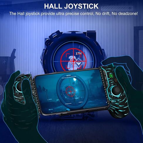 Mobile Game Controller for iPhone/Android with Hall Joystick, Wireless Phone Controller with Phone Case Support, Compatible with Xbox Game Pass, Steam Link, Call of Duty, Minecraft, Roblox in Kuwait