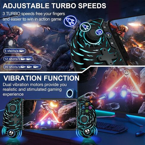 Mobile Game Controller for iPhone/Android with Hall Joystick, Wireless Phone Controller with Phone Case Support, Compatible with Xbox Game Pass, Steam Link, Call of Duty, Minecraft, Roblox in Kuwait