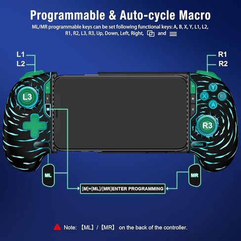 Mobile Game Controller for iPhone/Android with Hall Joystick, Wireless Phone Controller with Phone Case Support, Compatible with Xbox Game Pass, Steam Link, Call of Duty, Minecraft, Roblox in Kuwait