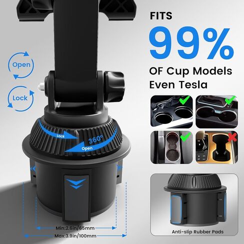 OHLPRO Cup Holder Tablet Mount for Truck, Adjustable 360° Rotation iPad Holder for Car with Drink Holder, Compatible with 7"-11" iPad, Samsung Tab, Perfect for Road Trips, Travel Accessories in Saudi Arabia