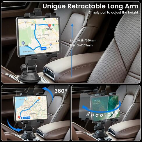 OHLPRO Cup Holder Tablet Mount for Truck, Adjustable 360° Rotation iPad Holder for Car with Drink Holder, Compatible with 7"-11" iPad, Samsung Tab, Perfect for Road Trips, Travel Accessories in Saudi Arabia