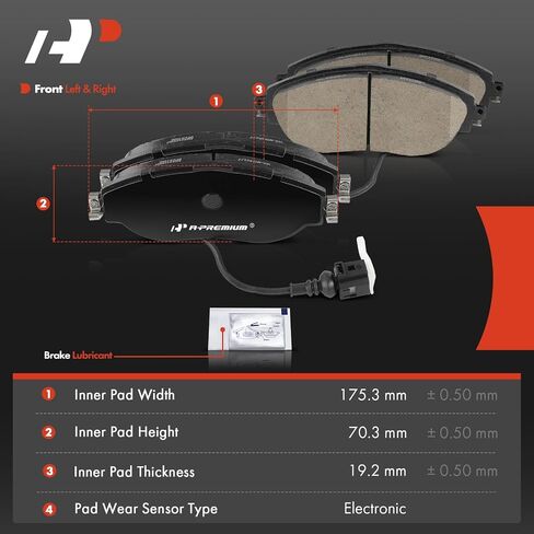 A-Premium Front Ceramic Disc Brake Pads Set Compatible with Volkswagen Jetta 2019-2022, Tiguan 2018-2022, GTI 2016-2021, Arteon 2019-2021, Golf R 2015-2019 & Audi Q3 2019-2021, S3 2015-2020, 4 Pcs in Saudi Arabia