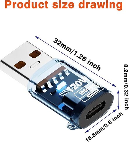4Pack USB Adapter,USB C Female to USB 3.2 Revolution Adapter,Type C to USB A Converter,Support 10Gbps Charging and Data Transfer,Compatible with MacBook,Samsung (Transparent) in Saudi Arabia
