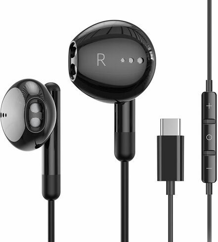 سماعات رأس USB C لهاتف iPhone 17 16 15 Pro Max Plus iPad Pro USB C مع ميكروفون للتحكم في مستوى الصوت USB C سماعات أذن سلكية USB نوع C سماعة أذن لـ Google Pixel 9 Samsung S26 S25 S24 S23 S22 A55 A17 in Kuwait