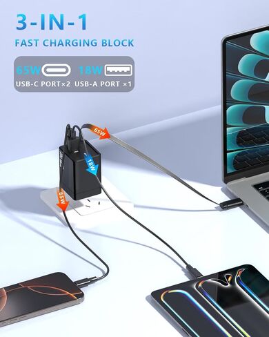 600W USB-C GAN Charger 8 in 1 شحن HUB DUAL 140W PPS PORT+منفذ PD DUAL in Kuwait