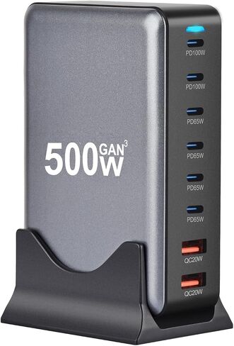 600W USB-C GAN Charger 8 in 1 شحن HUB DUAL 140W PPS PORT+منفذ PD DUAL in Kuwait