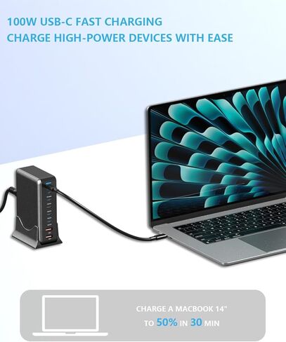 600W USB-C GAN Charger 8 in 1 شحن HUB DUAL 140W PPS PORT+منفذ PD DUAL in Kuwait