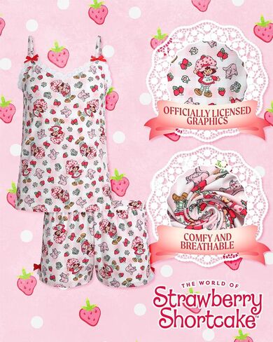 Womens Pajama Sets - 2 Piece Strawberry Shortcake Betty Boop Cami Top and Pajama Short Set (Sizes S-XL) in Saudi Arabia