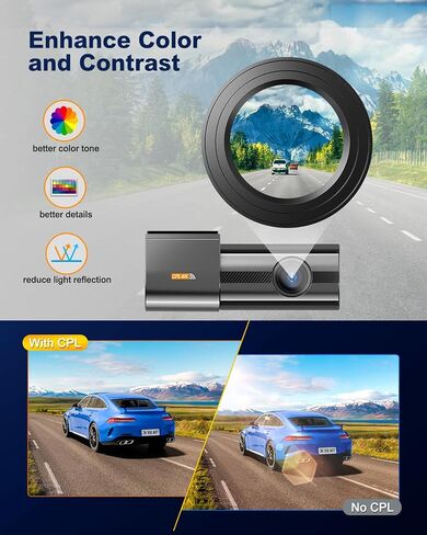 Dash Cam Front 4K, Built-in 5GHz WiFi with CPL, Car Camera Dashcam with UHD 2160P, 64GB Card, 24H Parking Monitor, Super Night Vision, WDR, G-Sensor, App Control, 170° Wide Angle, Support 256GB Max in Saudi Arabia