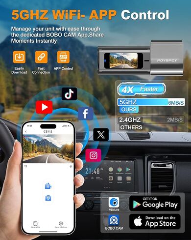 Dash Cam Front 4K, Built-in 5GHz WiFi with CPL, Car Camera Dashcam with UHD 2160P, 64GB Card, 24H Parking Monitor, Super Night Vision, WDR, G-Sensor, App Control, 170° Wide Angle, Support 256GB Max in Saudi Arabia