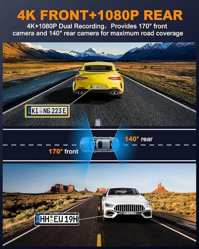 Dash Cam Front 4K, Built-in 5GHz WiFi with CPL, Car Camera Dashcam with UHD 2160P, 64GB Card, 24H Parking Monitor, Super Night Vision, WDR, G-Sensor, App Control, 170° Wide Angle, Support 256GB Max in Saudi Arabia