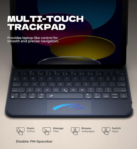Dexnor for iPad 11th (A16)/ 10th Generation Case with Keyboard Ultra-Thin Magnetic Detachable Folio Keyboard Cover Multi-Touch Trackpad Backlit for iPad 11th Gen (2025)/ 10th Gen 10.9" (2022) in Saudi Arabia