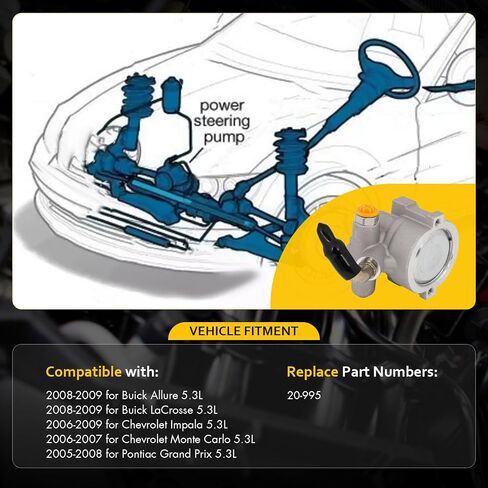 مضخة توجيه الطاقة OCPTY متوافقة مع 2008-2009 لـ Buick Allure 5.3L 2008-2009 لبويك لاكروس 5.3L 2006-2009 لـ Chevy Impala 5.3L 20-995 مضخة مساعدة الطاقة in Saudi Arabia