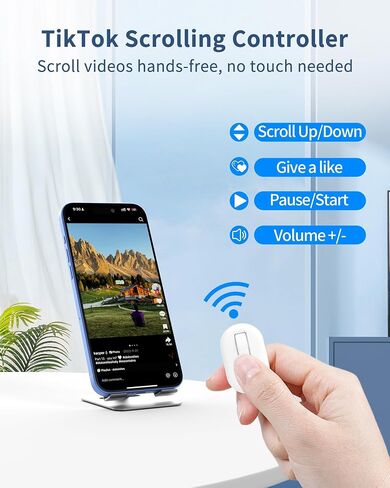 TikTok Scrolling Ring, Page Turner for iPhone iPad, Wireless Bluetooth Camera Remote Control, Compatible with iOS, Android Phones, Tablets - Black in Saudi Arabia