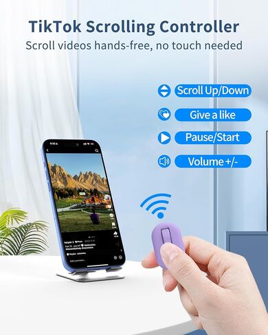 TikTok Scrolling Ring, Page Turner for iPhone iPad, Wireless Bluetooth Camera Remote Control, Compatible with iOS, Android Phones, Tablets - Black in Saudi Arabia