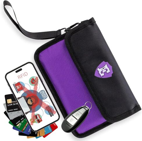 Large Faraday Bags for Phones with Two Pockets, RFID Blocking Sleeves, Signal Blocking Shield, Faraday Key Fob Protector, RFID Faraday Pouch for Key fob w/Removable Handle in Kuwait