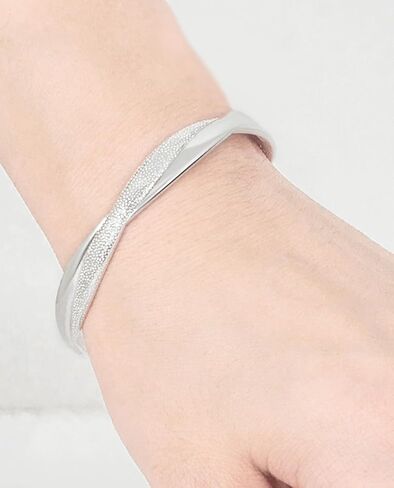 Ladies Sterling Silver Bracelet, S925 Adjustable Open Cuff Stackable Bracelets, Italian Handmade Jewelry Gift in Kuwait