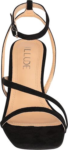 ILLUDE Women’s Ankle Strap Sandal Heels Low Kitten Heel Square Toe Strappy Heeled Sandals – Hera in Kuwait