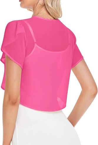 Short Sleeve Cardigans for Women Trendy Lightweight Bolero Shrug Cardigan Casual Loose Open Front Cropped Cardigan in Kuwait
