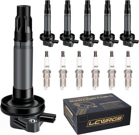 LCWRGS Ignition Coil Coil Pack و Spark Plugs تناسب 3.5 3.7 2016 2017 2018 2019 Ford Edge Explorer F150 Flex Mustang Taurit Transit 150 250 350 Lincoln MKT MKX Continental UF823 DG563 ، مجموعة من 6 in Saudi Arabia