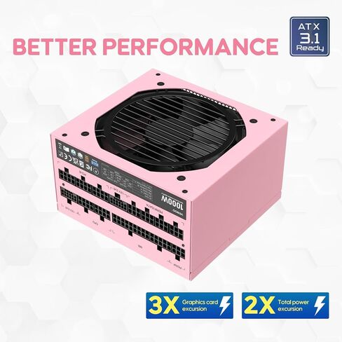 Vetroo 850W Power Supply Dual PCIe 5.1 ATX 3.1 Ready, 80 Plus Gold Full Modular, Quiet Operation with 120mm FDB Fan, 10-Year Warranty - White in Kuwait