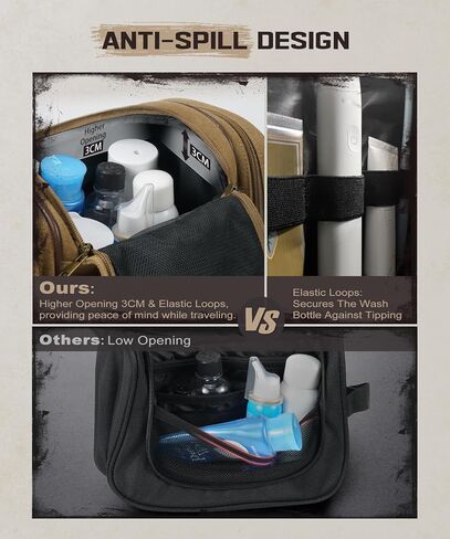 ARCFOX Travel Hanging Toiletry Bag for Men, Vintage Canvas Large Toiletry Bag with 7 Compartments, Camping Gym Travel Toiletry Kit Organizer with PVC Wet & Dry Pockets, Personalized Wash Bag, Brown in Saudi Arabia