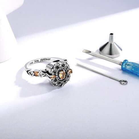 Sterling Silver Urn Ring for Ashes 925 Vintage Cremation Jewelry Ash Cubic Zirconia Butterfly Bereavement Keepsake Rings Memorial Gifts for Women in Saudi Arabia