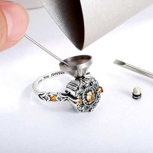 Sterling Silver Urn Ring for Ashes 925 Vintage Cremation Jewelry Ash Cubic Zirconia Butterfly Bereavement Keepsake Rings Memorial Gifts for Women in Saudi Arabia