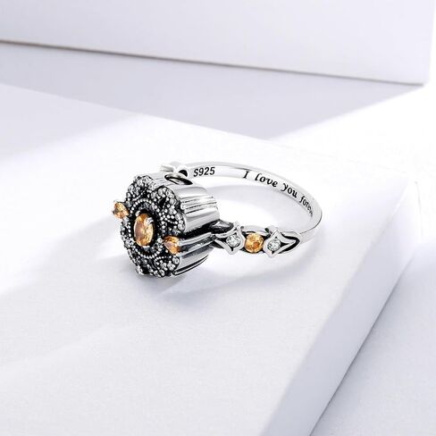 Sterling Silver Urn Ring for Ashes 925 Vintage Cremation Jewelry Ash Cubic Zirconia Butterfly Bereavement Keepsake Rings Memorial Gifts for Women in Saudi Arabia
