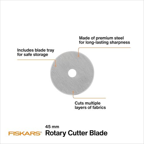 Fiskars 45mm Titanium Rotary Rades (2 Pack) - استبدال شفرة القطع الدوار - الحرف اليدوية والخياطة واللحف - رمادي in Kuwait
