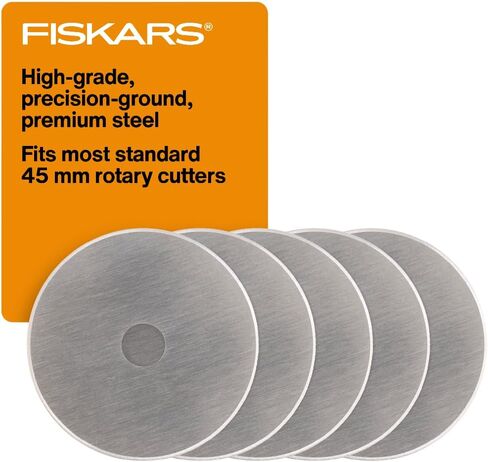 Fiskars 45mm Titanium Rotary Rades (2 Pack) - استبدال شفرة القطع الدوار - الحرف اليدوية والخياطة واللحف - رمادي in Kuwait