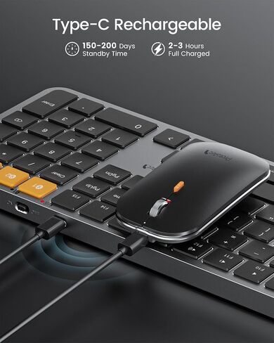 ProtoArc Backlit Bluetooth Keyboard and Mouse for Mac, KM100-A Multi-Device Wireless Keyboard Mouse for Mac, Full Size Rechargeable for MacBook Pro/Air, iMac, iPhone, iPad, White Silver in Saudi Arabia